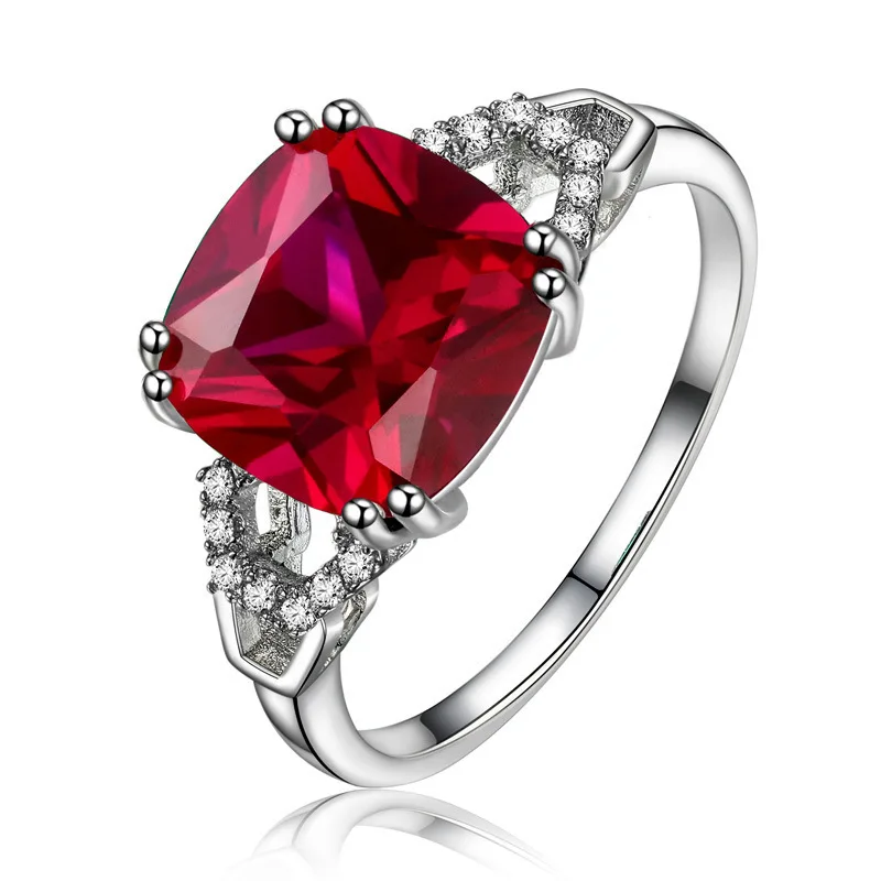 Серебристые S925 стерлингов кольцо с сапфиром Для женщин Ruby Anillos де Бирюзовый Bizuteria перидот драгоценных камней зеленый нефрит украшения кольца