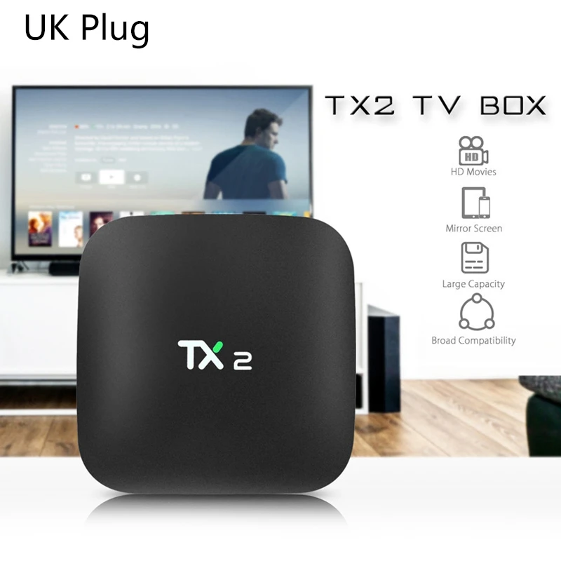 2018 TX2 2 ГБ + 16 Гб Rockchip RK3229 Android 6 0 TV BOX WiFi медиаплеер UK Plug | Электроника
