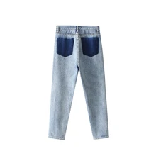 Распродажа, женские джинсы, женские джинсы, длинные, отбеливатель, Выбеленные карманы, в Корейском стиле