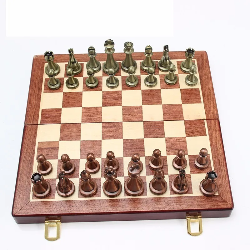 

LIEMA Magnetic Chess Wooden Set Foreign Trade Zinc Alloy Beneficial Wisdom Foldable Checkerboard Intelligence Sports Board Game