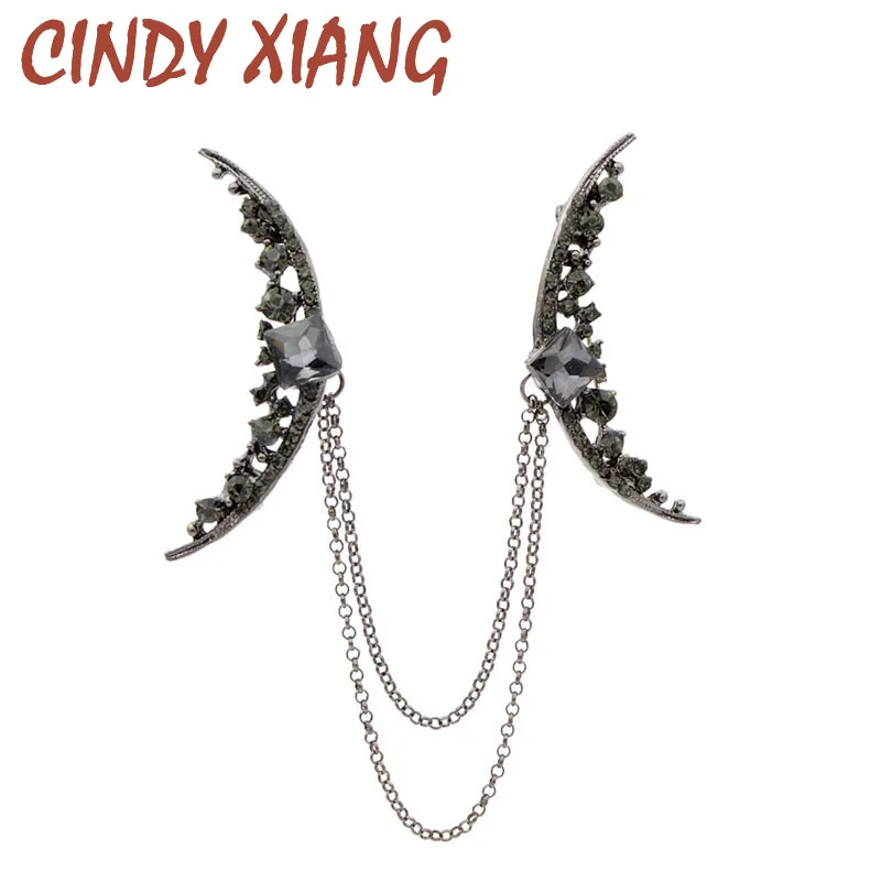Женская Брошь с кисточкой CINDY XIANG черная длинная брошь в виде двойной Луны|Броши| |