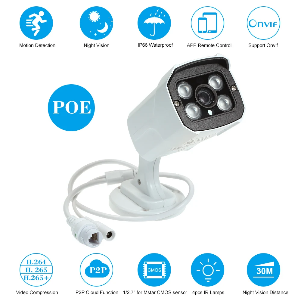 1080P HD POE IP камера 2.0MP 3 6 мм 4 шт. ИК лампы опционально P2P ночное видение IR CUT