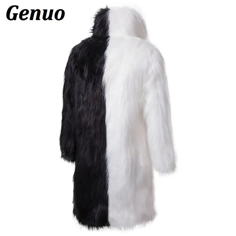 Genuo модная мужская куртка из искусственного меха в стиле пэчворк зимняя длинная парка с пушистым мехом теплое пальто мужское роскошное меховое пальто Верхняя одежда 3XL