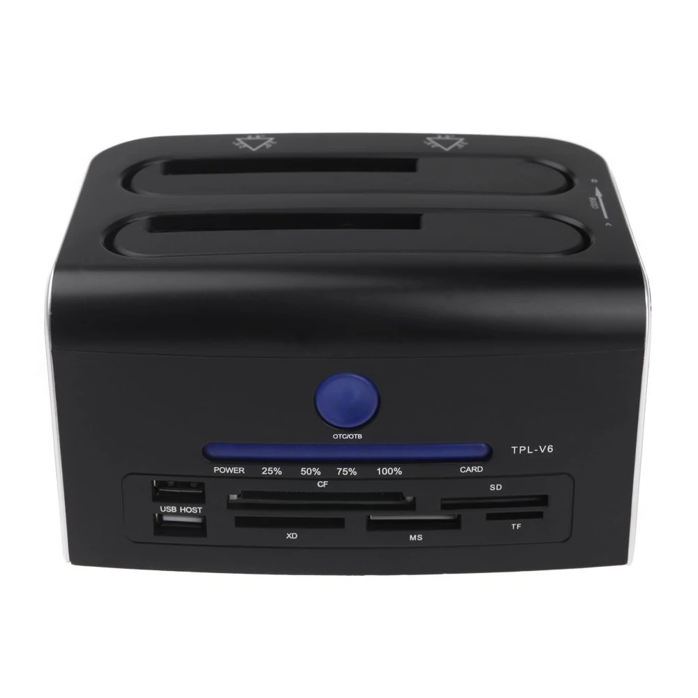 

2.5inch 3.5inch Dual SATA USB 3.0 HDD Dock Docking Station USB 2.0 Hub CF SD XD MS TF Card Reader US Plug