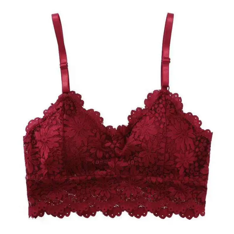 

Women Bra Floral Lace Bralette Underwear Sexy Lingerie Seamless Wireless Padded Bra Deep V Gathering Push Up Bras For Women