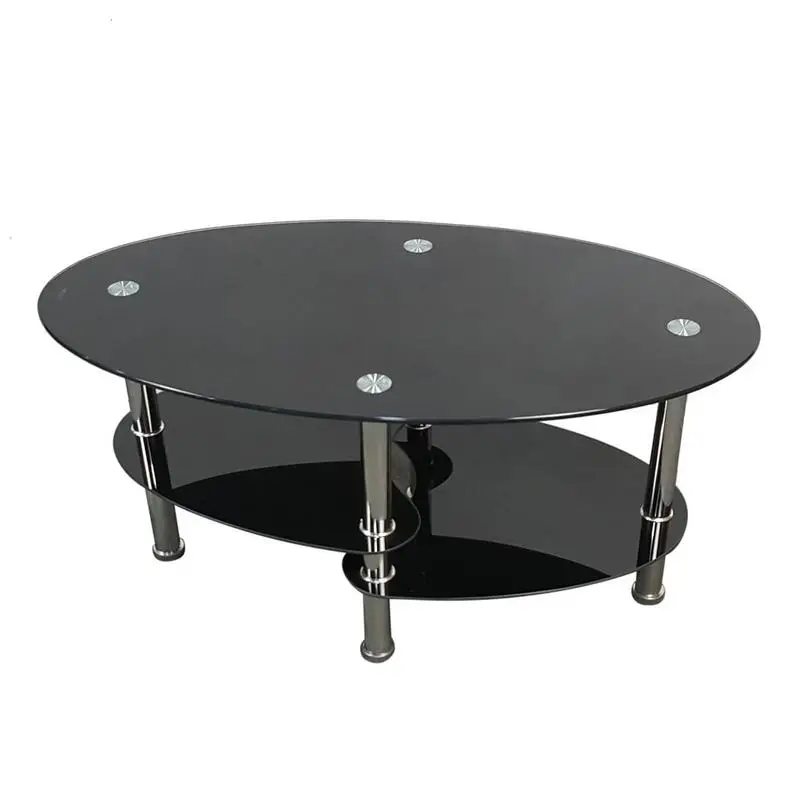 Black Dual Fishtail Stijl Gehard Glazen Salontafel Mode Thee Tafel Nordic Creatieve Meubels Moderne Eenvoud