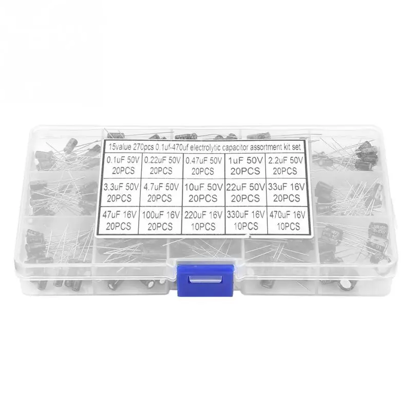 270PCS MCIGICM 15 Value Electrolytic Capacitors 0.1uF-470uF