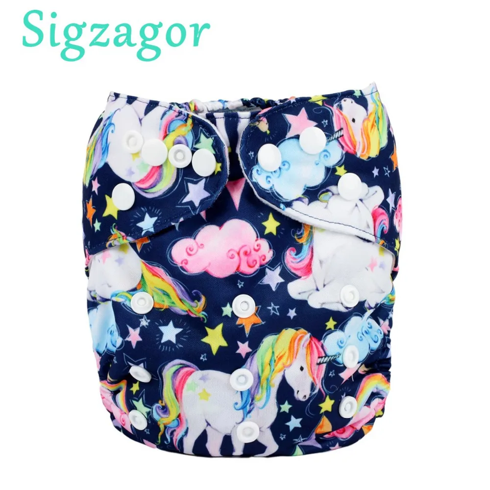Sigzagor-pañal de tela con bolsillo para bebé, pañal reutilizable lavable