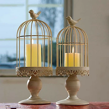 

Creative Decorative Lantern Candle Holder Bird Cage Candlestick Iron Candlestick Ornaments Wedding Decor Home Decoration