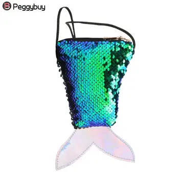 

Cute Mermaid Tail Sequins Coin Purse Kids Girls Crossbody Shoulder Bags Bling Sling Money Wallet Messenger Bags