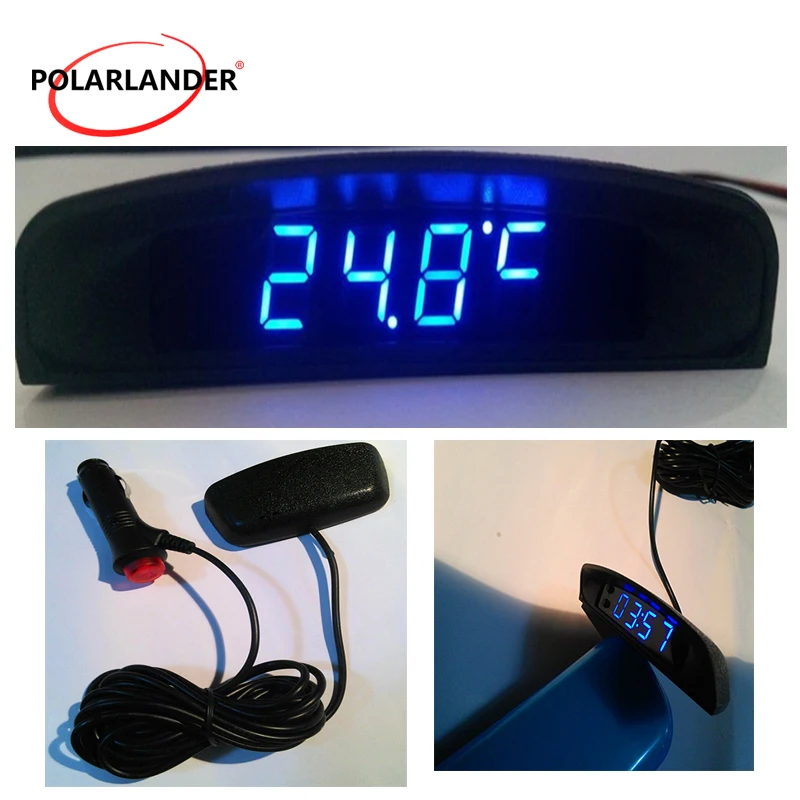Interior Temperature Meter Voltmeter 3 In 1 Car Auto Digital LED 12V