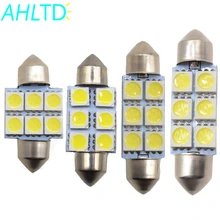 2X White Car Led 31mm 36mm 39mm C5w c10w 5050 6 smd DC 12v Interior Festoon Dome Car Light Luggage Lamp Reading Bulb Door Light festoon 39mm 6w 420lm 6 cob led white light car auto reading lamp dome bulb 12v 2 pcs