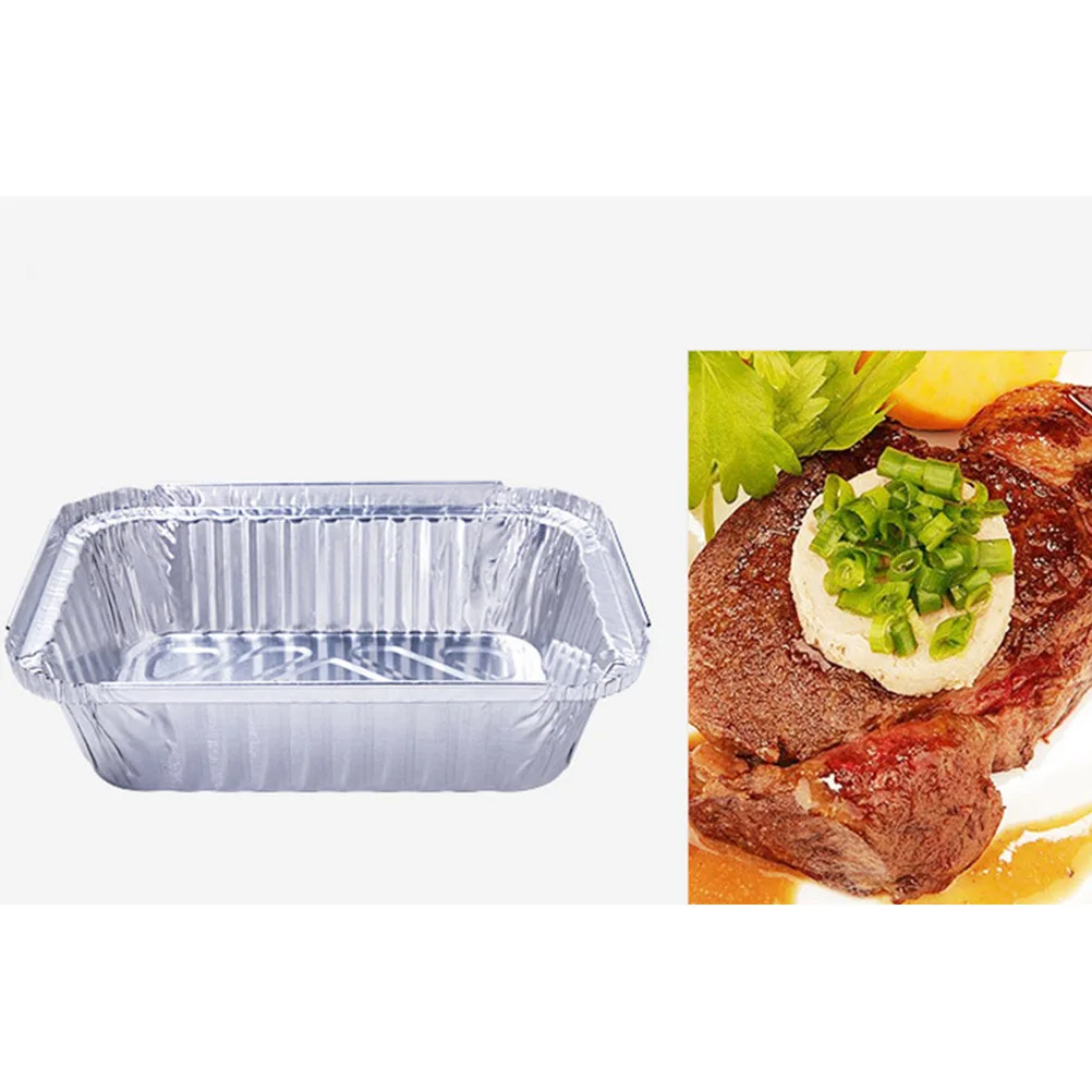 Disposable Aluminum Oblong Foil Pans With Lid Recyclable Tin Liners Food Storage Tray Containers