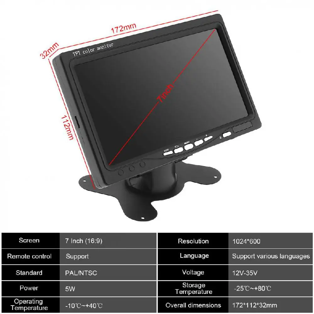 DSstyles 7 дюймов ультра тонкий TFT LCD HD монитор Аудио Видео AV автомобильный домашний ЖК
