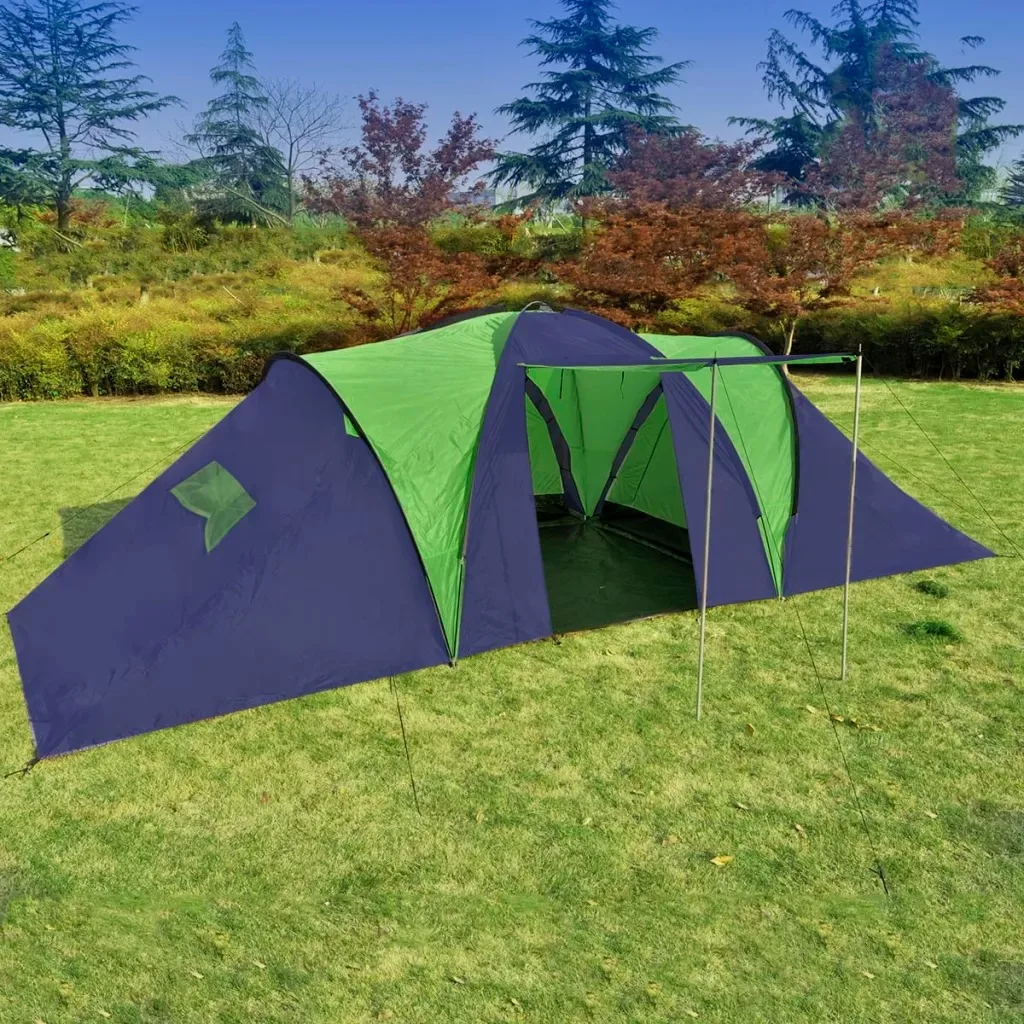 

vidaXL Camping Tent Blue & Green Accommodate Up To 9 People Outdoor Waterproof Camping Hiking Tent Waterproof Large Family Tents