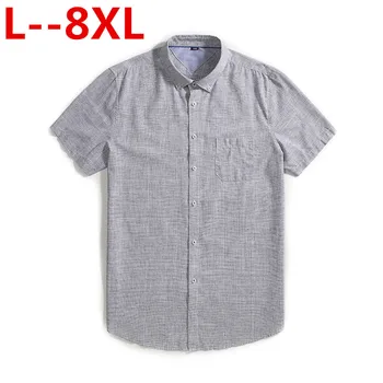 

Plus Size 8xl 6xl 5xl High Quality Casual Oxford Shirt Men Summer Solid Slim Fit Leisure Short Sleeve Shirts Men Chemise Homme