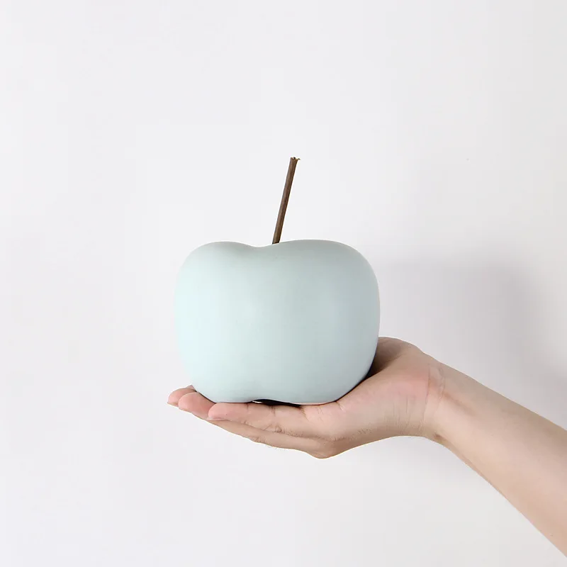 

Modern ceramic apple figurine office decor model room art craft statue fake fruit figurines spring decoration fengshui