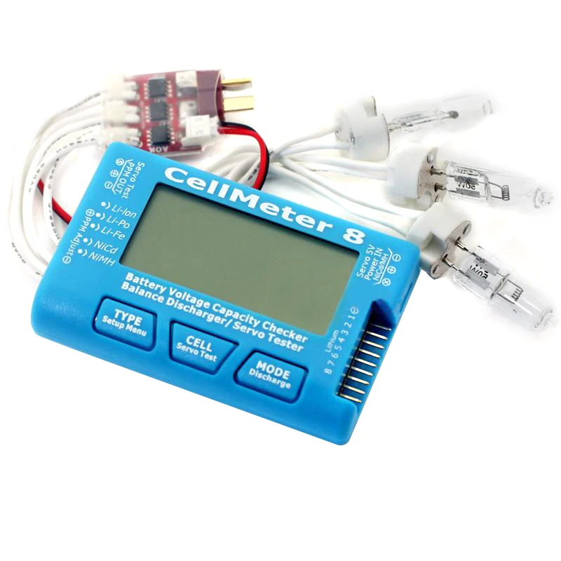 CellMeter 8 8S ЖК-дисплей экран цифровой Батарея напряжение емкость баланс Servo Checke r тестер с модуль сброса с лампой