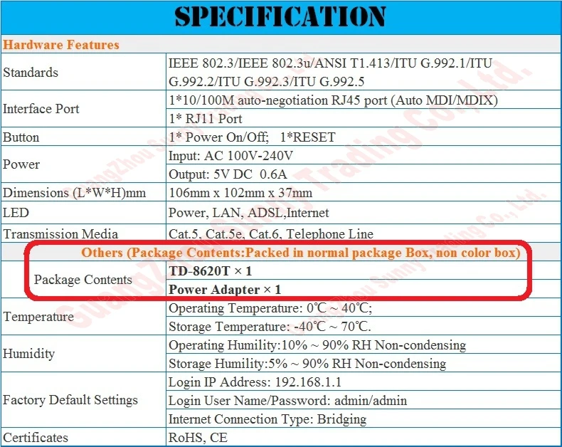 TD-8620T-Spec NO PACK