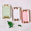 Promotion! European Style Pink Bow Cake Storage Trays Makeup Organizer Dessert Plate Square Decor Tray Kitchen Storage Trays 5