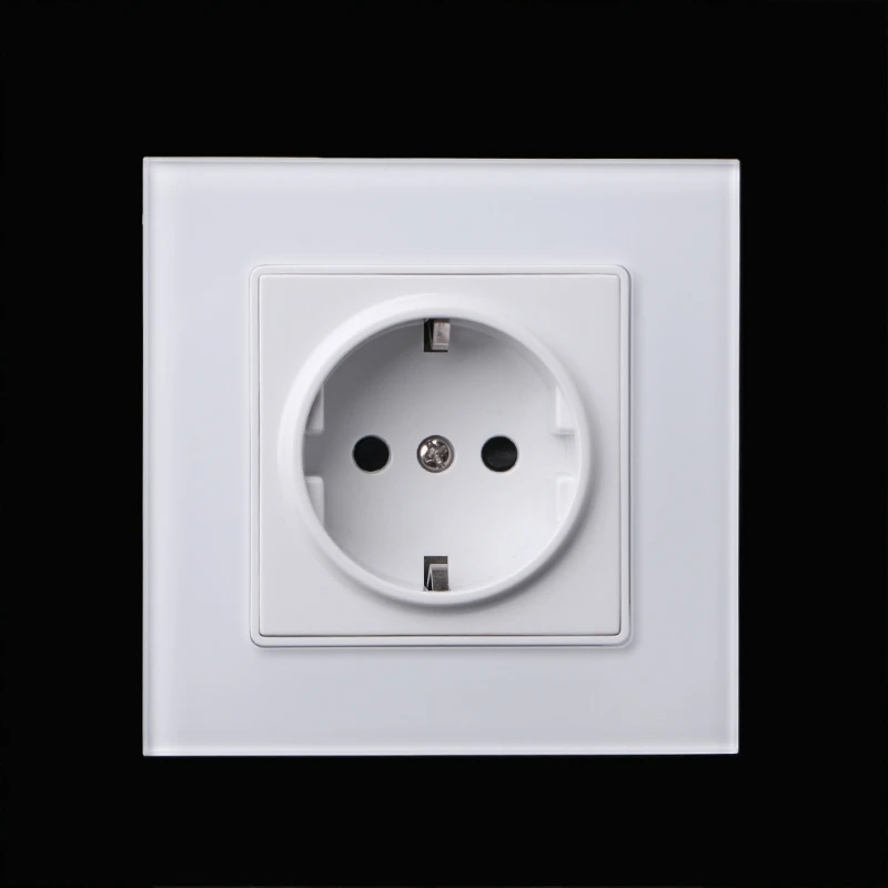 16A EU Standard 86 Type Wall Power Socket Glass Charger Adapter Panel 110V-250V L15