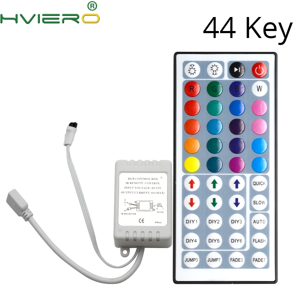 

44Keys LED IR RGB Light Mini Connectors Controller IR Remote Controller Dimmer 72W DC 12V 6A For RGB 3528 5050 2835 LED Strip