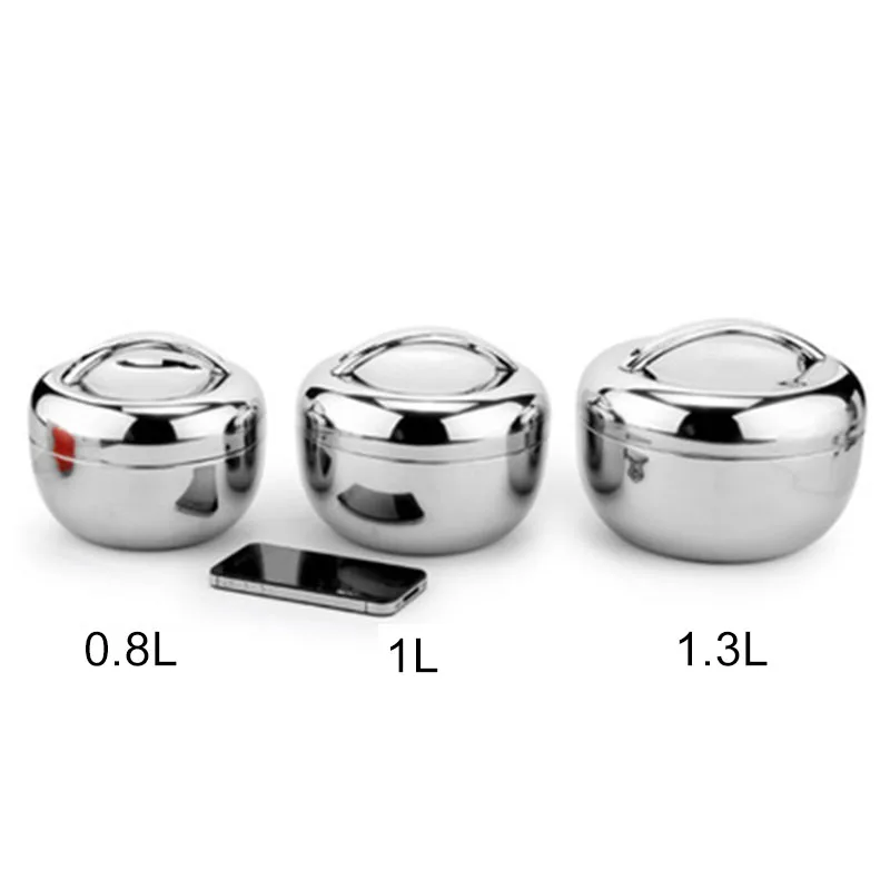 

Stainless Steel Double Layer Round Bento Thermos Lunch Box Food Storage Containe