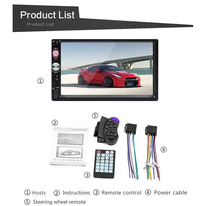 Автомобильный аудиоплеер 12 В HD 7 дюймов MP4 MP5 плеер Bluetooth свободные руки FM карта