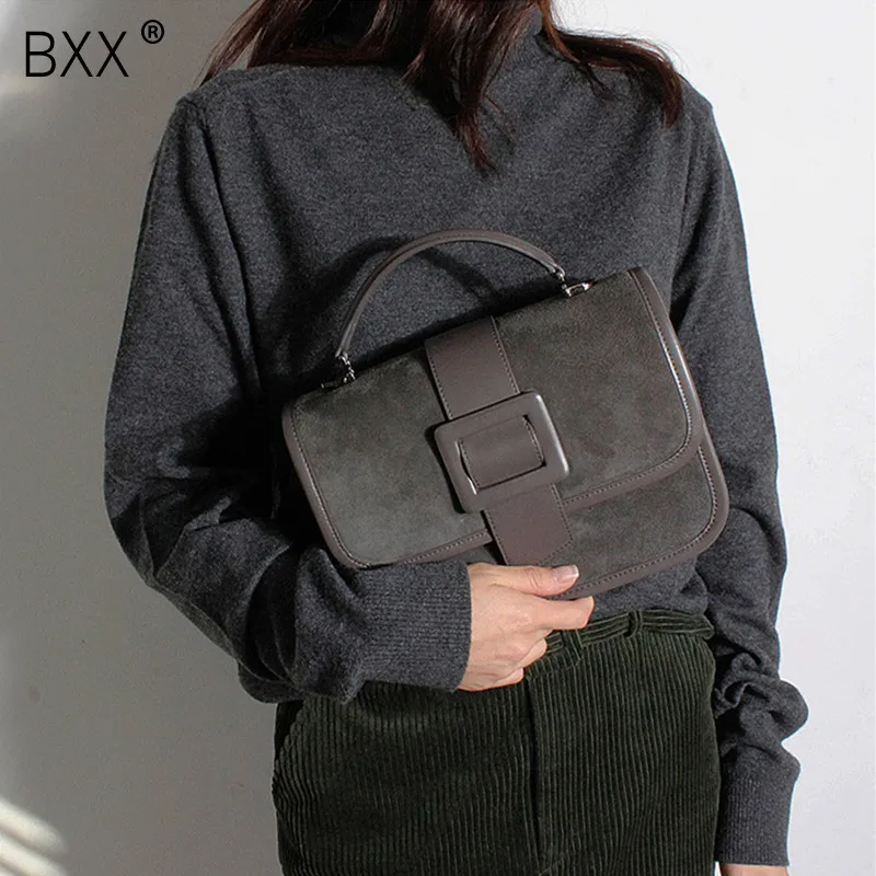 

[BXX] 2019 Vintage Design Female Handbag PU Leather Single Shoulder Bag Luxury Women's Messenger Bags All-match Flap OE512