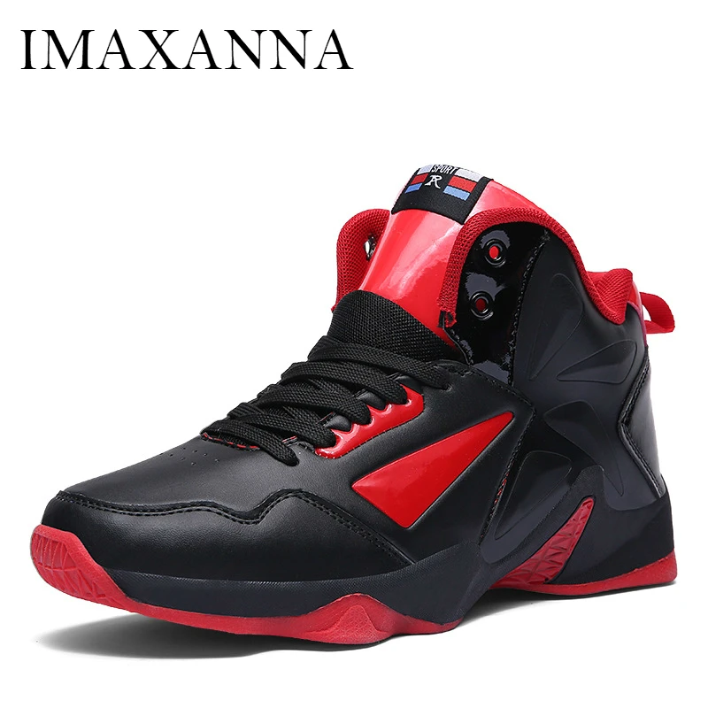 

IMAXANNA New Mens Basketball Shoes 2019 Leather Lace Up Sneakers Men Sports Breathable Sport Shoe High Top Athletic Shoe For Man