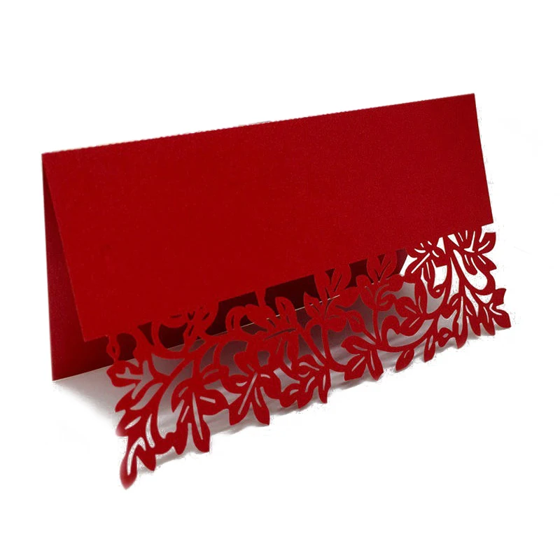

50 Leaf Shape Laser-Cut Table Name Place Card Setting Wedding Party Supplies Red
