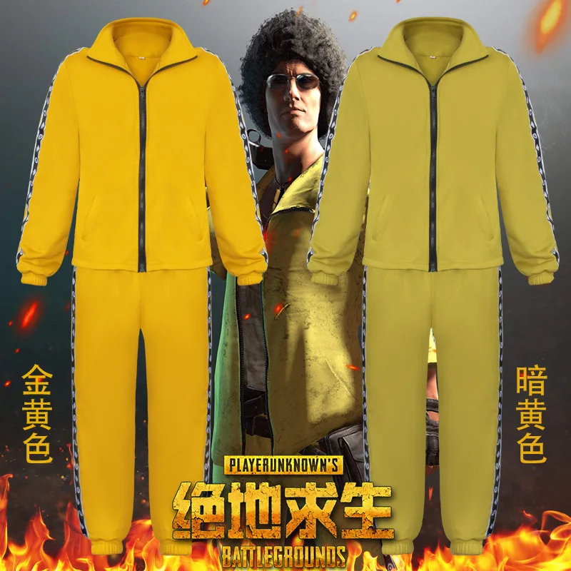  2018 PUBG Playerunknown Battle Fields Cosplay Little yellow blouse pants suit Battle character unif