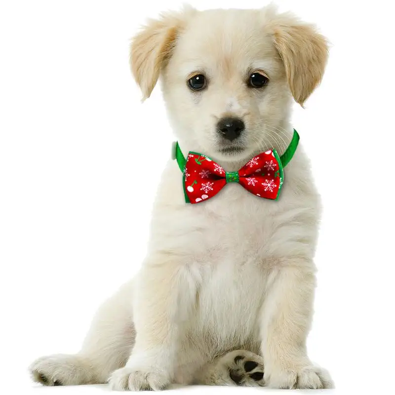 

Lovely Pets Bow Tie Necktie Collar Hot Selling Fashion Cute Dog Cat Pet Toy Bow Tie With Snowflakes Patterns For Christmas