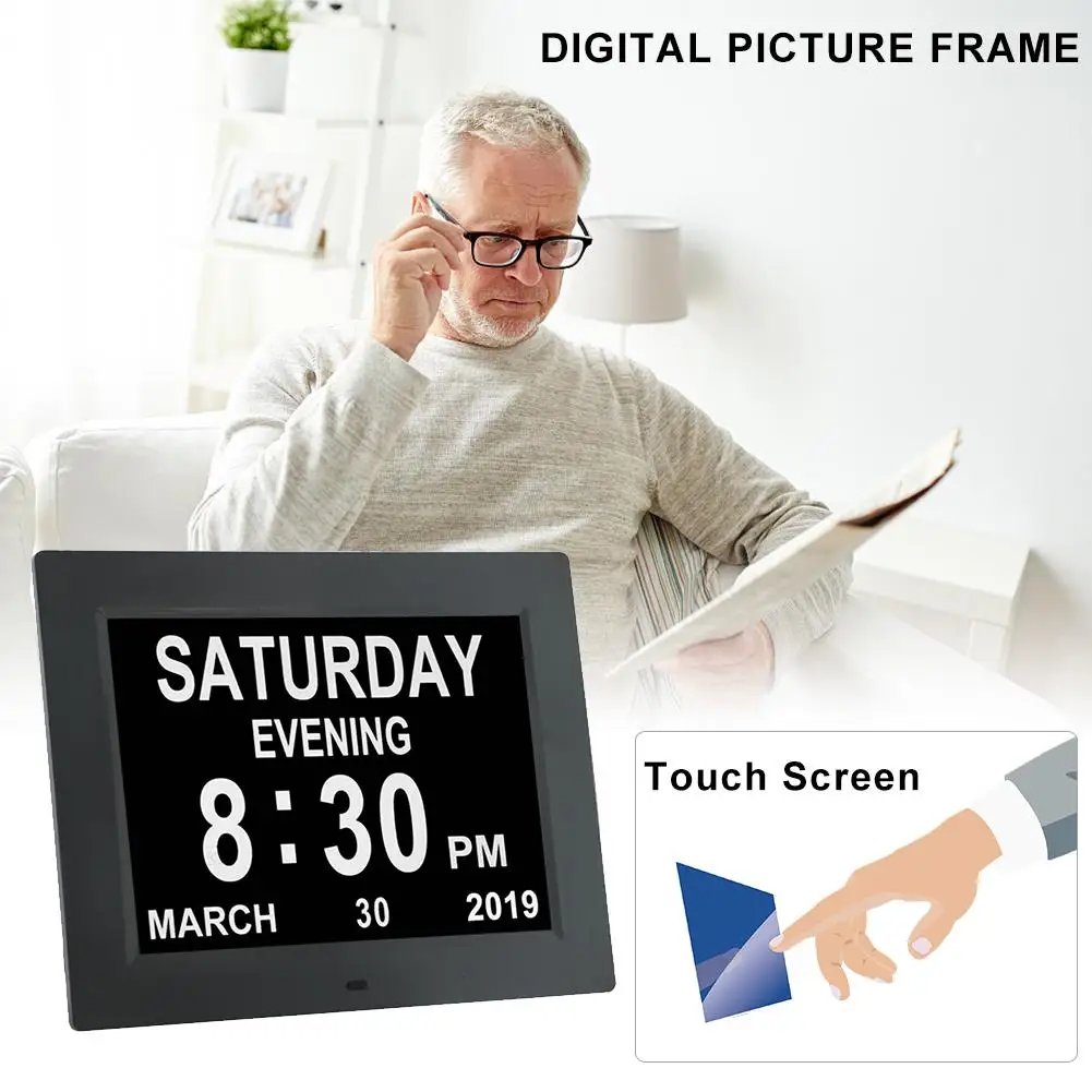 

10 Inch WiFi Digital Picture Frame Touch Screen Display Automatic Photos Play Background Music With Alarm Clock For The Elders