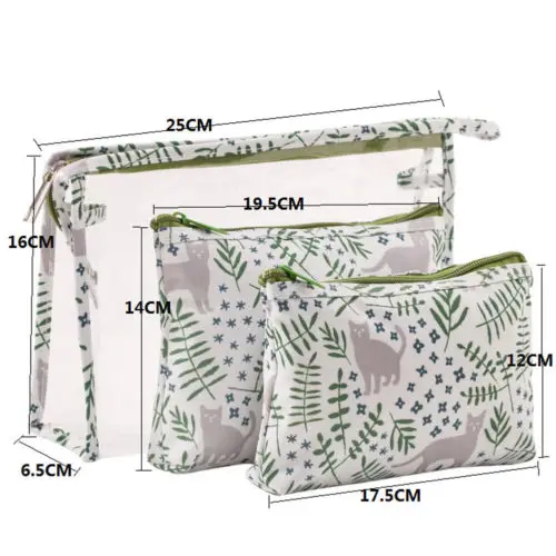 3 قطع جديد وصول فلامنغو التجميل حقيبة المرأة Necessaire المكياج حقيبة السفر للماء حقيبة ماكياج محمولة أدوات الزينة أطقم PVC