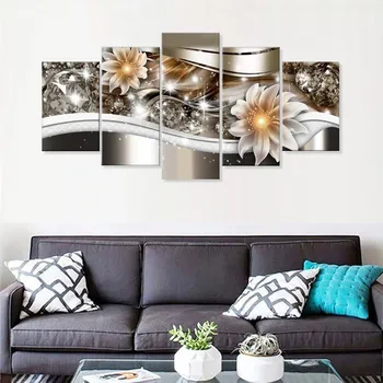 

Huacan Diamond Painting Full Square Floral 5Pcs Multi-picture Flowers Diamond Mosaic Rhinestones Diamond Embroidery Home Decor