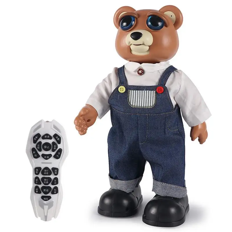 

Remote Control Intelligent Changeable Face Bear Doll for Kids Walking Swing Up Down Eyebrows Voice-controlled Toy