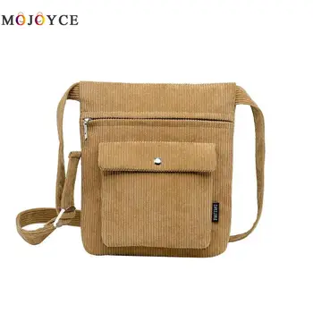 

Unisex Corduroy Shoulder Bag Small Messenger Handbags Women Casual Solid Color Crossbody Bags