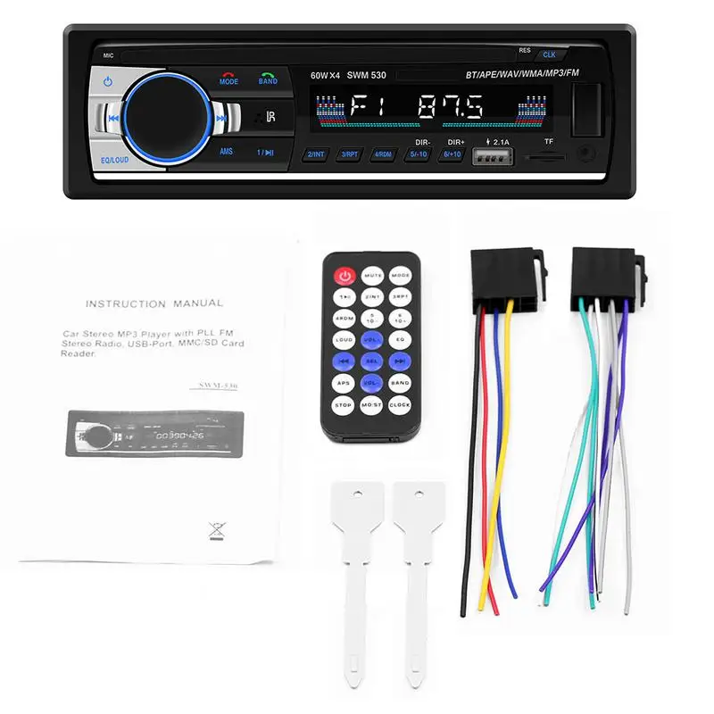 Автомобильный MP3 радио ЖК экран Bluetooth Handsfree MP3 плеер TF карта U пластина AUX Карта двойной USB Зарядка Поддержка Android IOS|Автомобильные радиоприемники| | АлиЭкспресс