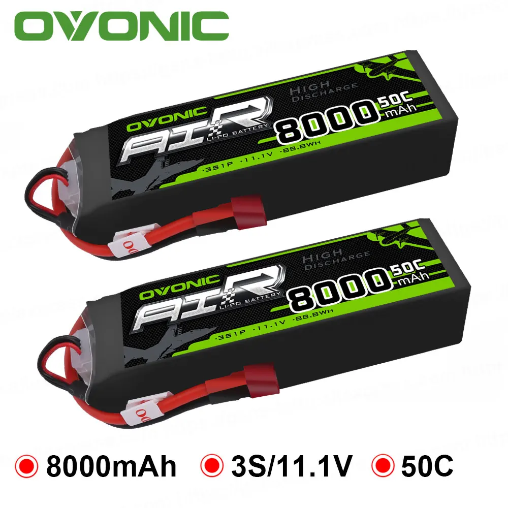 2 упаковки 11 1 V OVONIC 8000mAh 50C Lipo 3S батареи Deans вилка для 1/8 размера RC автомобиль