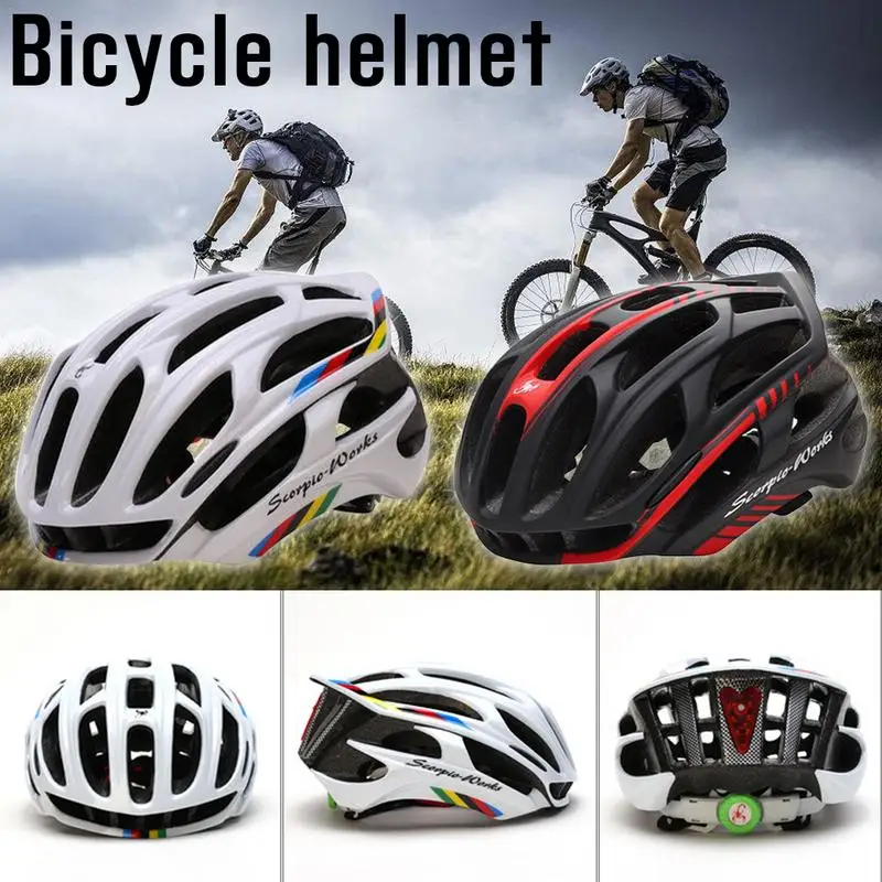 

Bicycle Helmets with LED Warning Tail Light Adjustable Ultralight Stable Mountain Bike Cycle Safety Protection Gear