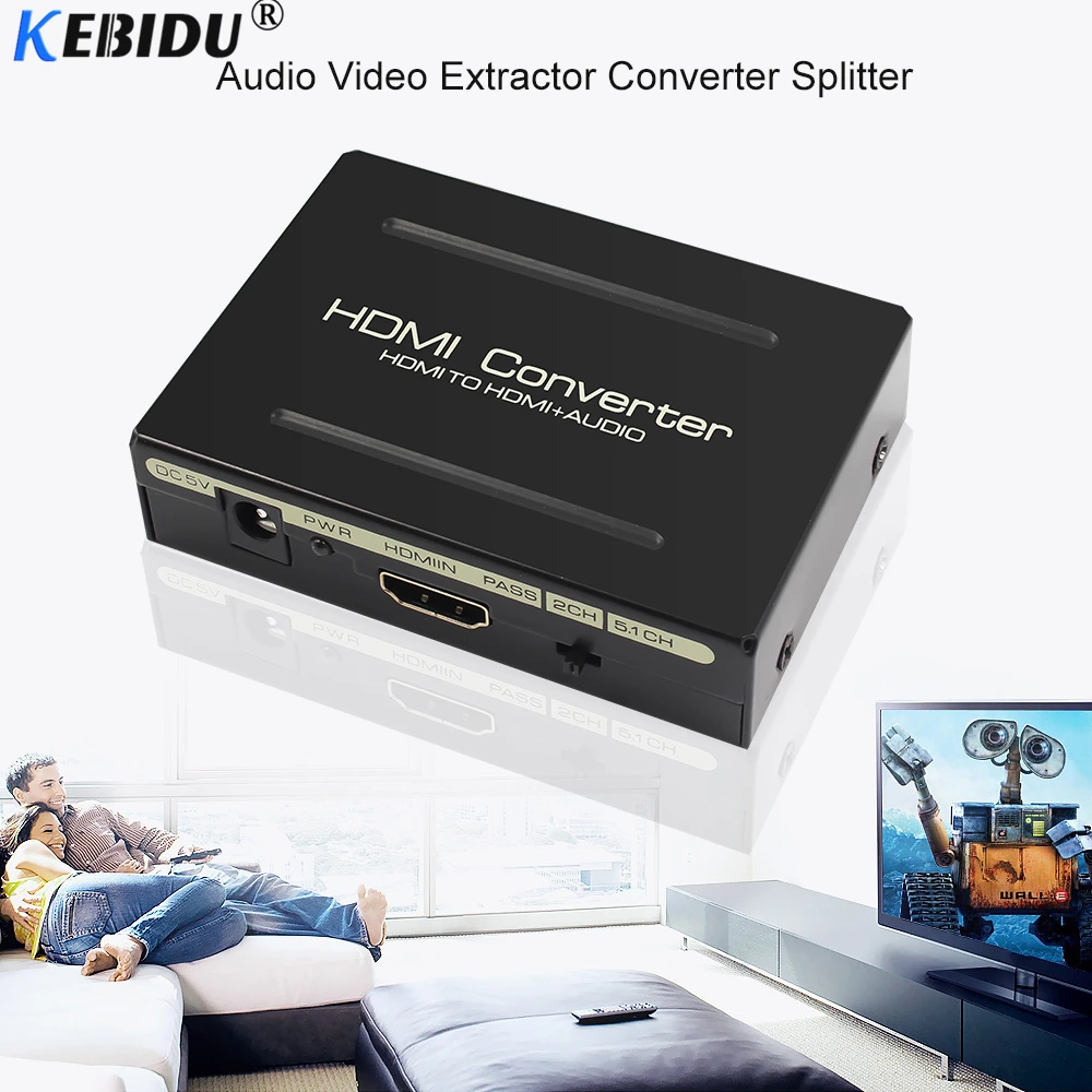 

KEBIDU HD 10809 HDMI to HDMI audio Splitter Optical TOSLINK SPDIF RCA Stereo Audio Extractor Converter HDMI Audio Splitter