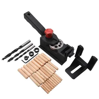 

38pcs DIY Woodworking Locator Pocket Hole Cutter Drill Guide Wood Tenon Set Drilling Locator with Scale