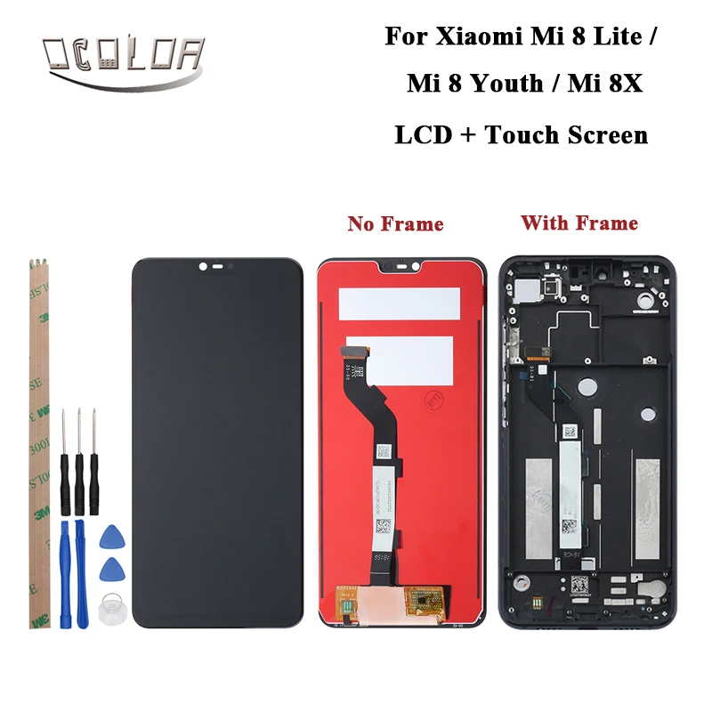 

ocolor For Xiaomi Mi 8 Lite Mi 8X LCD Display + Touch Screen With Frame +Tools +Adhesive For Xiaomi Mi 8 Youth Phone Accessories
