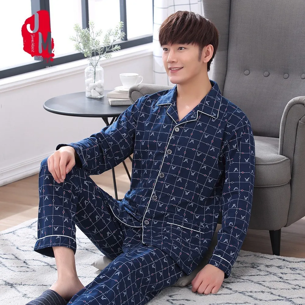 

Cotton Pyjama Men Set Long Sleeve Cardigan Pijama Men Spring Solid Pajama Man Autumn Turn-down Collar Pajama Male L XL XXL XXXL