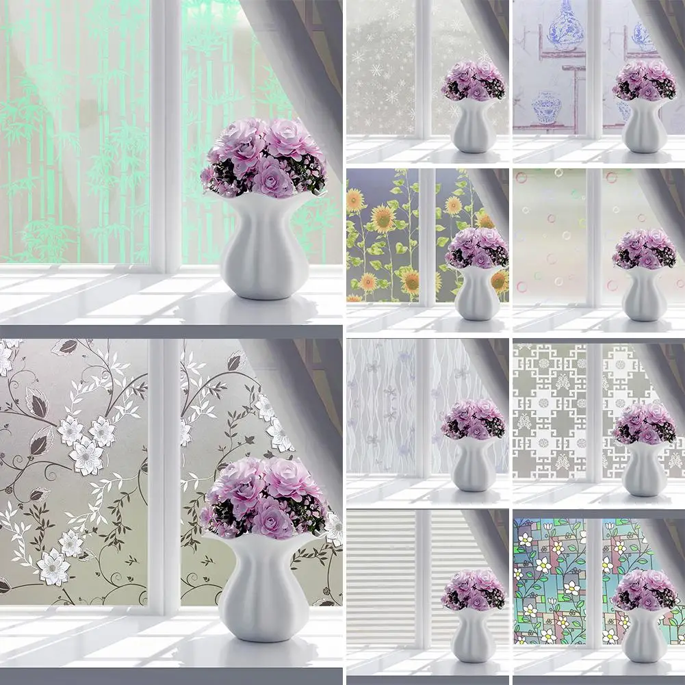 

Bathroom Butterfly Bubble Flower Frosted Decorative Privacy Window Sticker Film