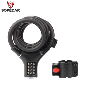 

SOPEDAR Cycling Bike Cable Lock For Bicycle Steel Wire Anti-theft Password Lock MTB Safety Lock Bicycle Accessories 3 Colors