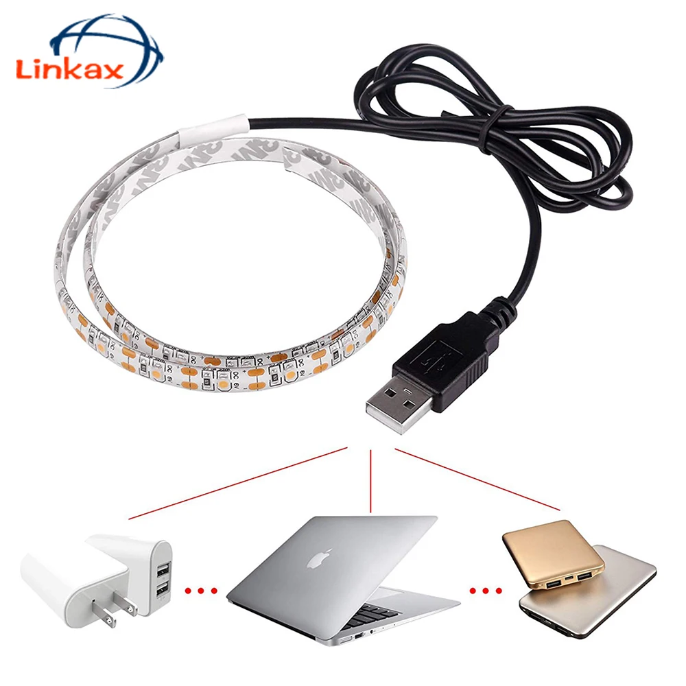 

USB RGB Led Strip Light Adjustable 60 Leds/M 5050 SMD Warm white Lamp String Christmas desk Decor lamp tape Lighting