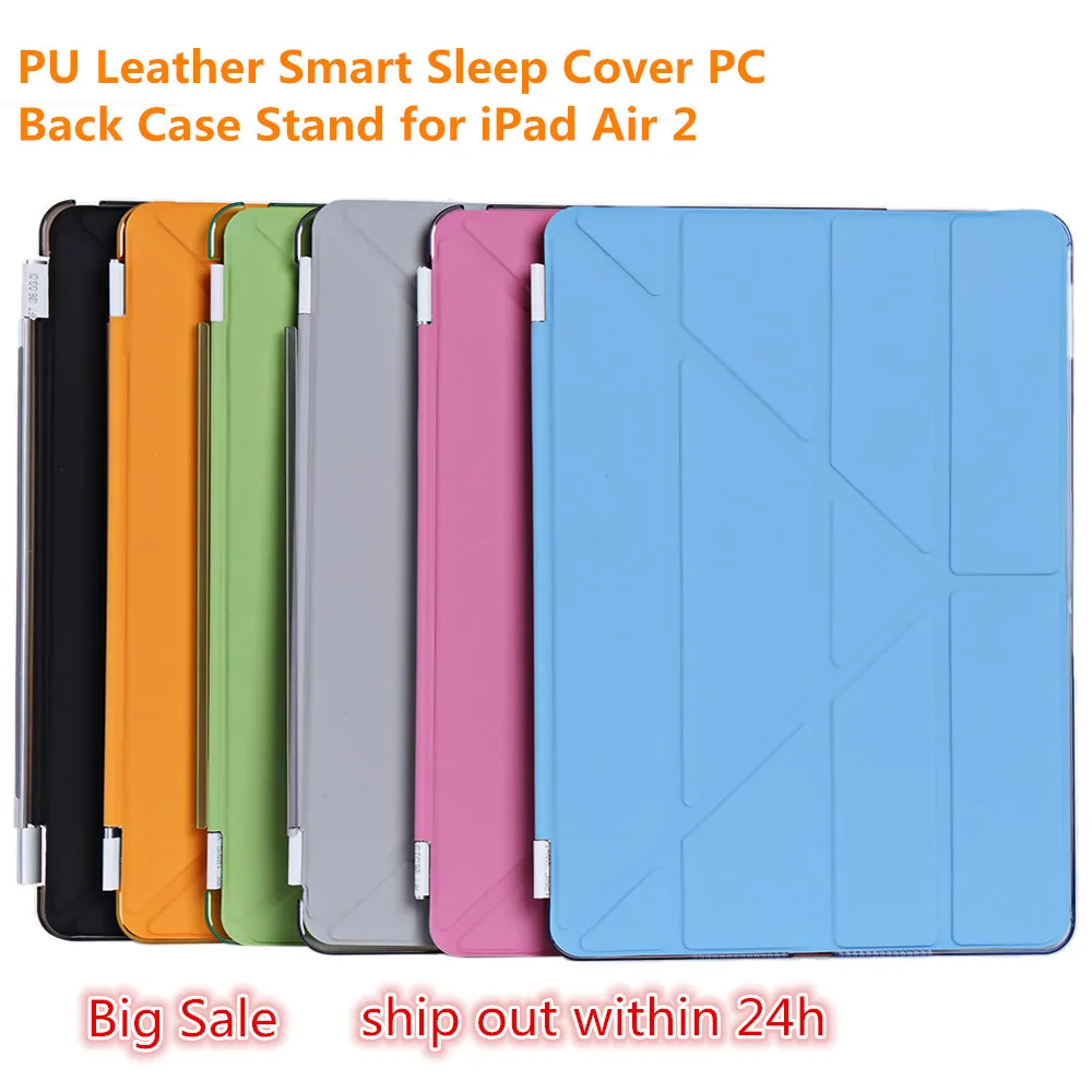 

Colorful Anti-Knock Case For IPad Air Flip Stand Case PU Leather Full Case For Ipad Air 2 Smart Wake Up / Sleep Leather Cover
