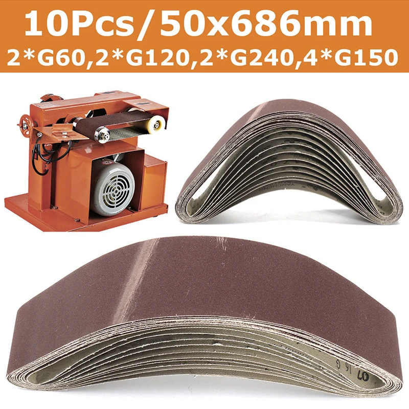 10pcs Sanding Belts for Grinding Polishing Mixed 60/120/150/240 Grit 50 x 686 mm 10pcs Sanding Belts for Grinding Polishing Mixed 60/120/150/240 Grit 50 x 686 mm
